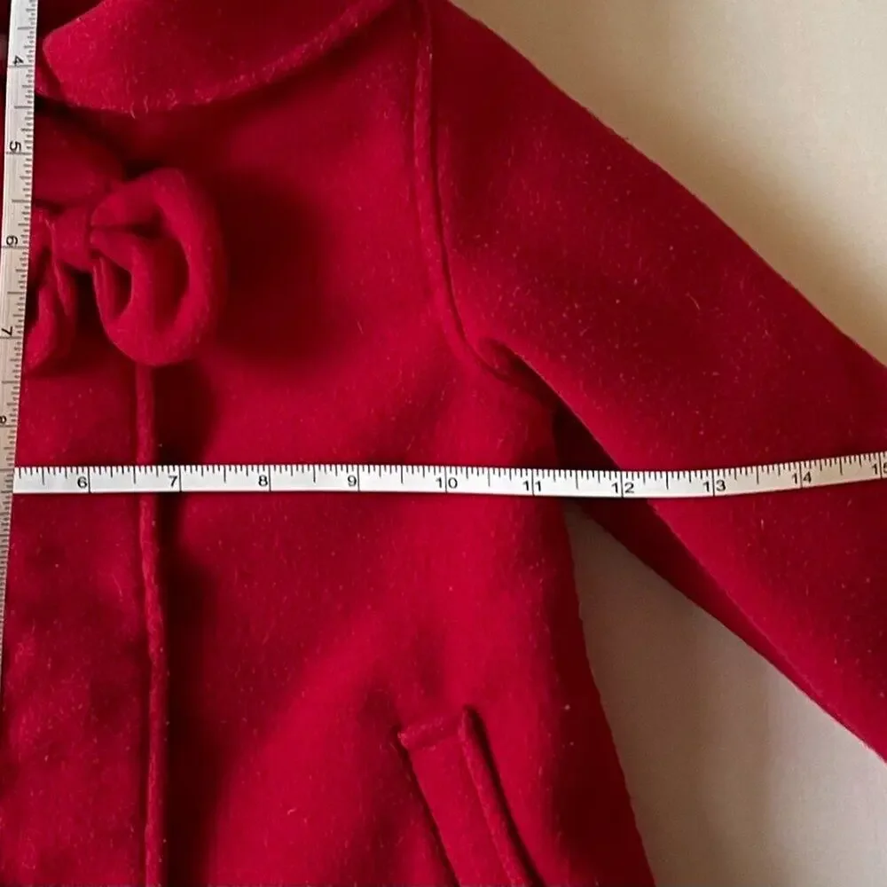 Girl's London Fog Red Coat, Bow, Shawl Collar, Classic, Special Event, 24M